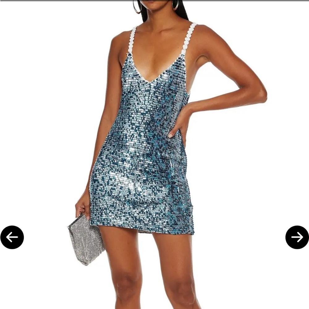 Retrofete Claire Blue Sequin Mini Dress - Picture 1 of 3